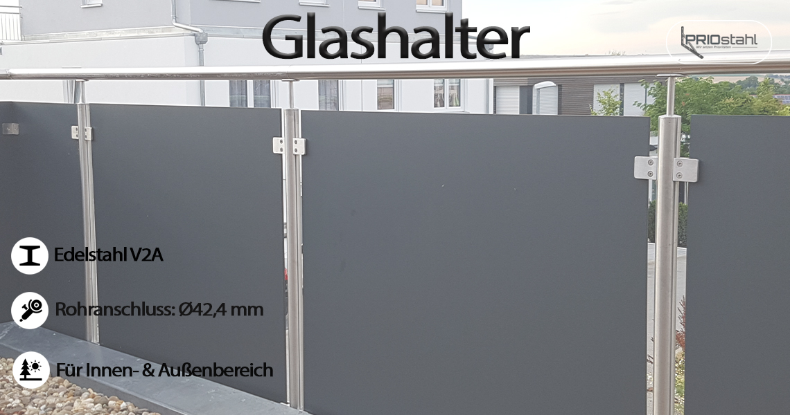 Glashalter Edelstahl V2A 50/40 für Ø 42,4 mm (2 Stk.)