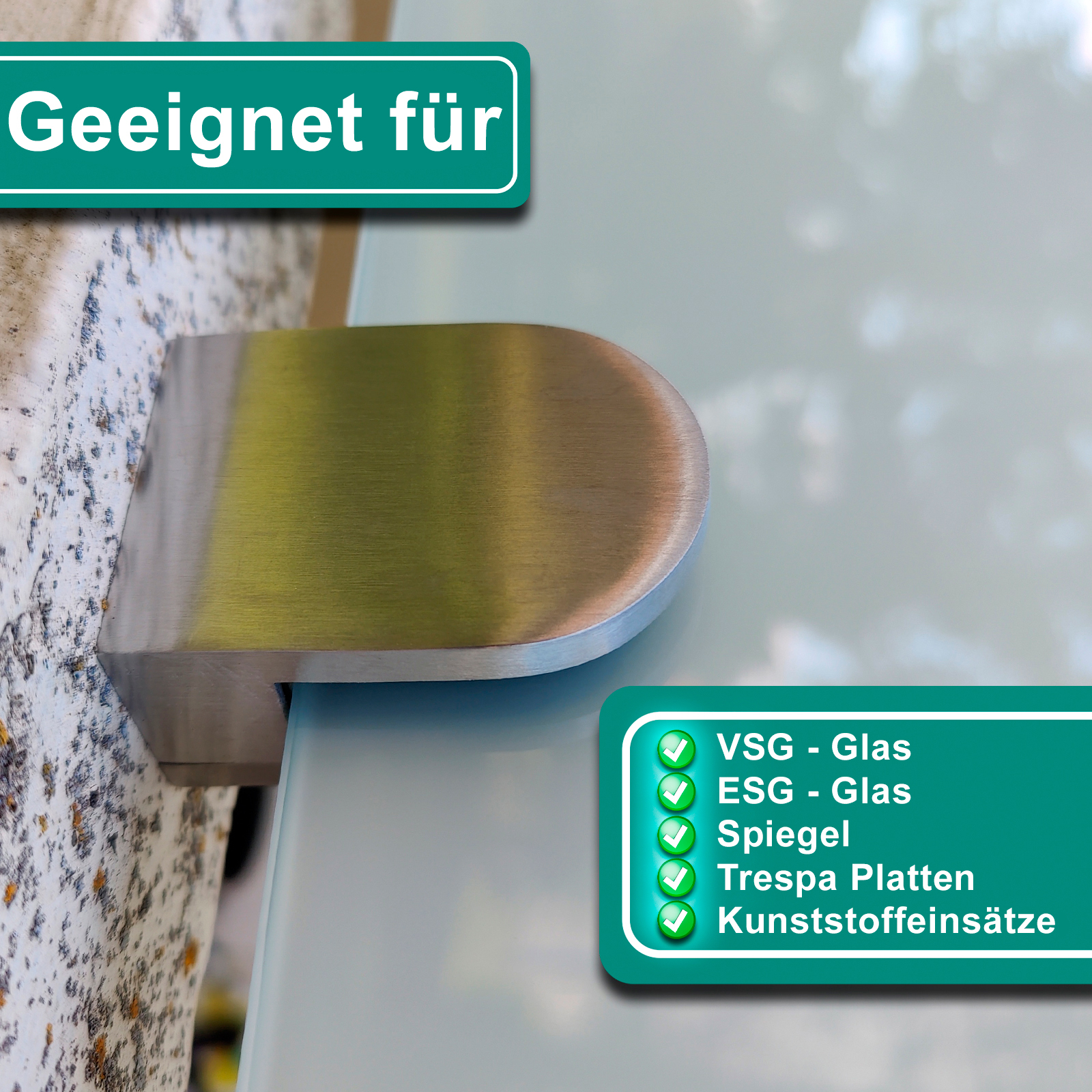 Glas- und Spiegelhalter Kunststoff transparent rund D=13 mm