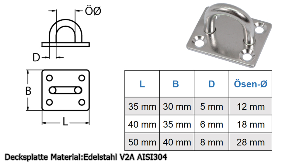 Mastplatten Decksplatten Augplatten Ösenplatte Deckenhaken Halterung