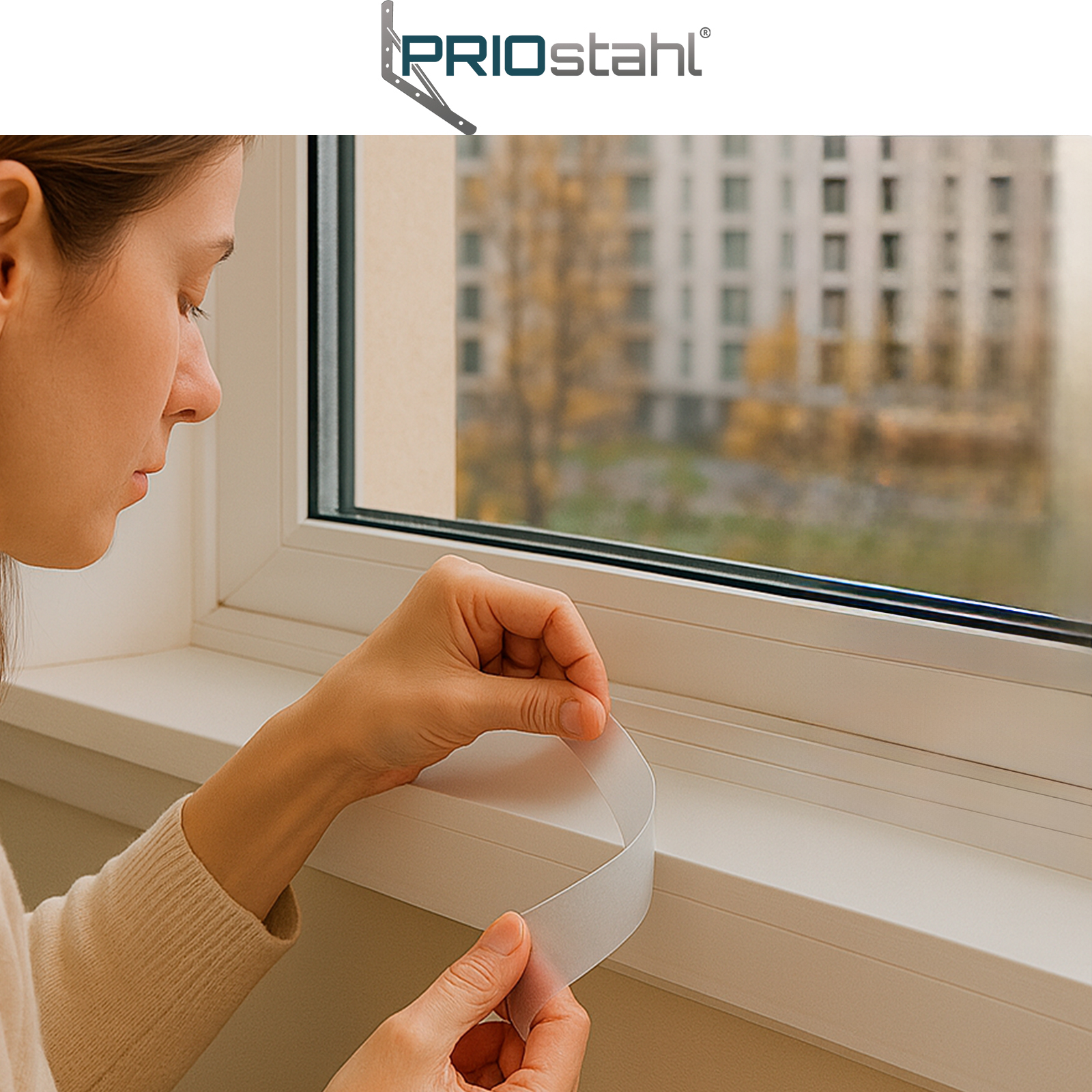 Dichtungsband an Fenster montiert