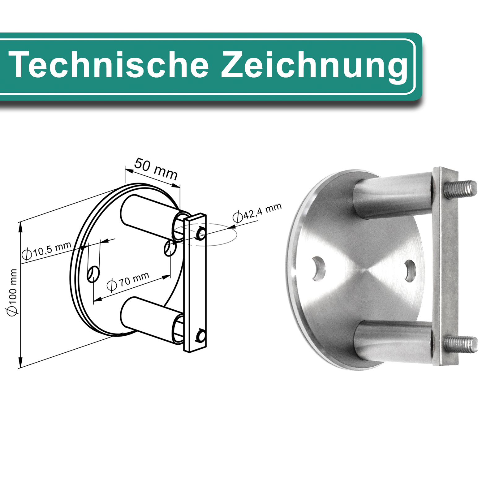 T-Verbinder Edelstahlrohr, Handlaufverbinder Edelstahl Steckfitting 33.7mm,  42.4mm Rohrverbinder