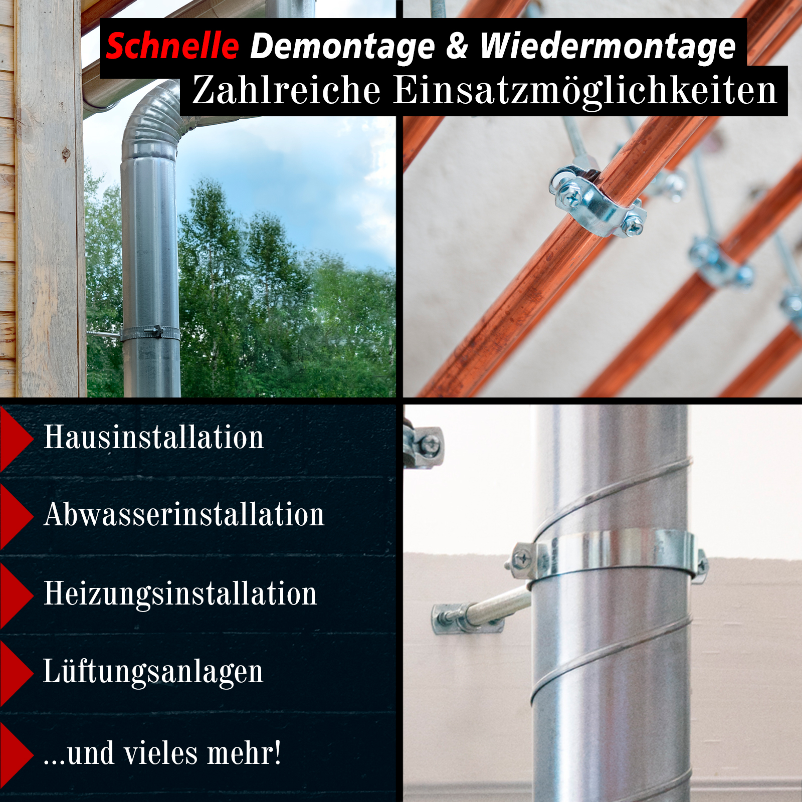 Versandbox24 2 Stück Edelstahl Rohr Halterung A2 Bootshaken Halter  Rohrschelle Besenhalter Clip Paddelhalterung