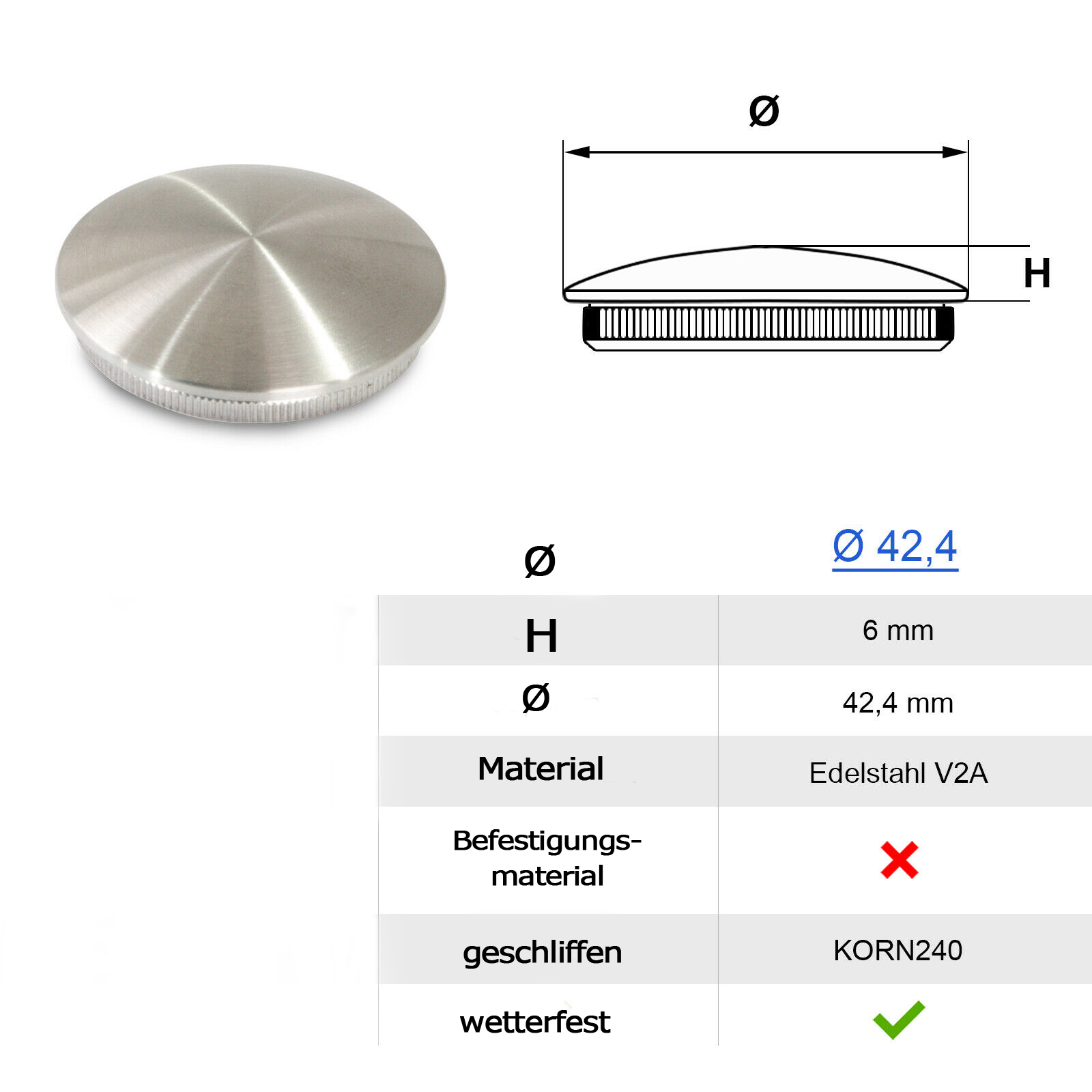 STAL Edelstahl-Endkappen – Rohrstopfen Für Rundprofile (42,4 Mm) – V2A AISI304 – Abschlussdeckel Für Geländer & Rohre STAL Edelstahl-Endkappen – Rohrstopfen Für Rundprofile (42,4 Mm) – V2A AISI304 – Abschlussdeckel Für Geländer & Rohre