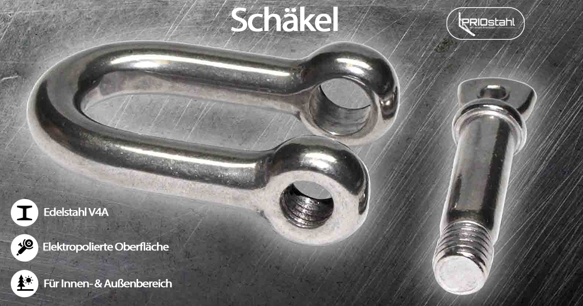 Edelstahl Schaekel rund robuste Ausführung V4A Edelstahl 4-19mm