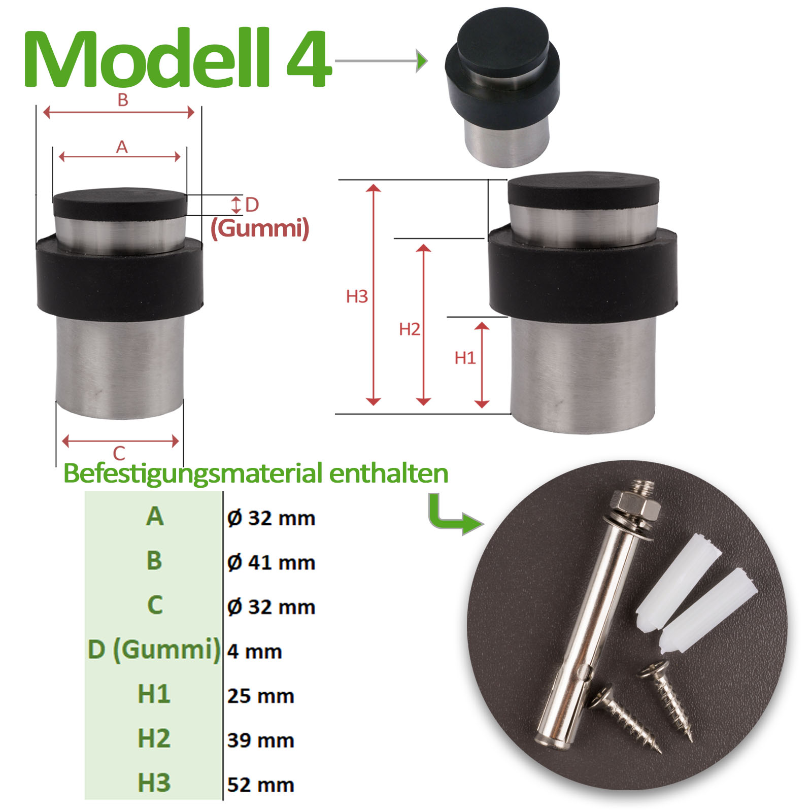Türstopper Wandschutz Türaufsteller Türhalter Wandschutz Edelstahl